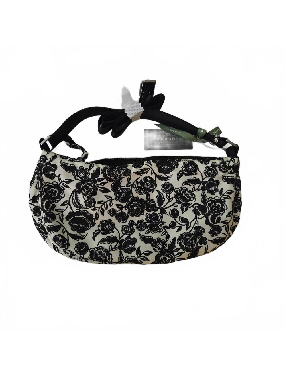 New Vera Bradley Springbrook Sling Crossbody Bag Bubbbly Black Flowers